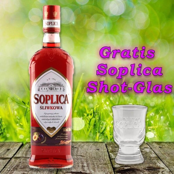 Soplica Pflaume Likör Sliwkowa 26% vol. 500ml + 1 Glas Gratis