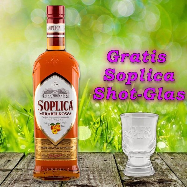 Soplica Mirabelle Likör Mirabelkowa 26% vol. 500ml + 1 Glas Gratis