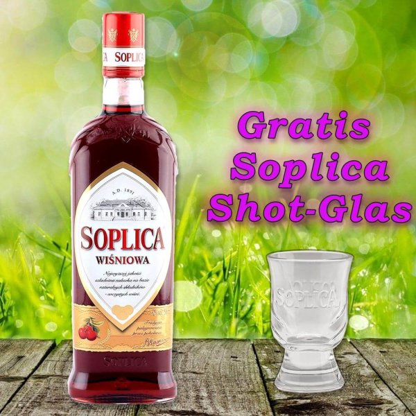 Soplica Kirsche Likör Wisniowa 26% vol. 500ml + 1 Glas Gratis