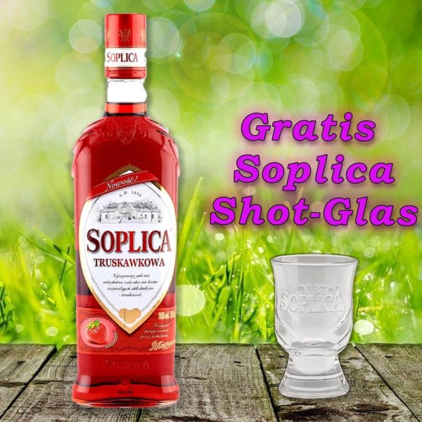 Soplica Erdbeer Likör Truskawkowa 26% vol. 500ml + 1 Glas Gratis
